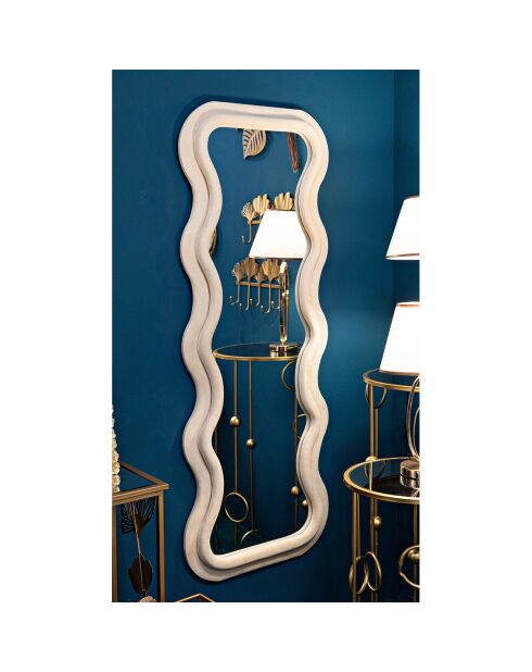 Specchio da parete Emily crema in velluto - 60x6x160 cm
