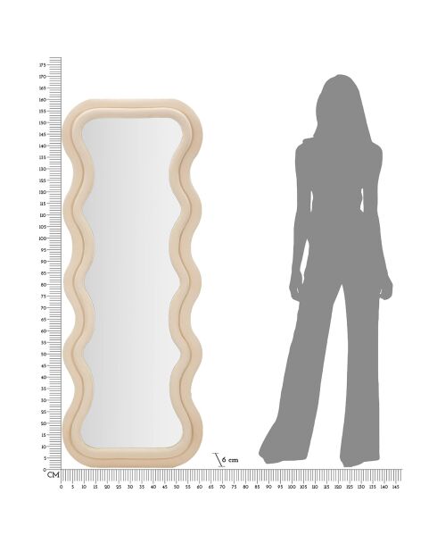 Specchio da parete Emily crema in velluto - 60x6x160 cm