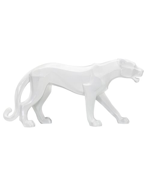 Sculpture panthère blanche - 70x18x32.5 cm