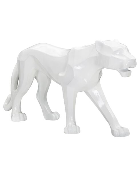 Sculpture panthère blanche - 70x18x32.5 cm