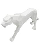 Sculpture panthère blanche - 70x18x32.5 cm