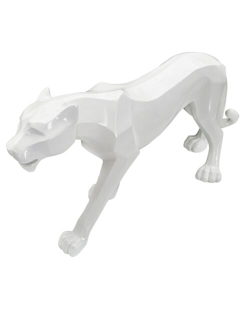 Sculpture panthère blanche - 70x18x32.5 cm
