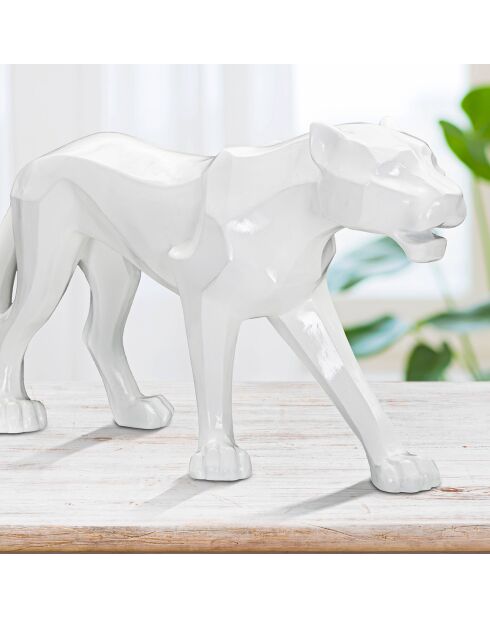 Sculpture panthère blanche - 70x18x32.5 cm
