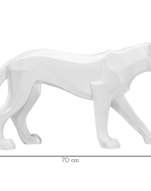 Sculpture panthère blanche - 70x18x32.5 cm