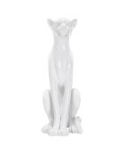 Sculpture léopard assis blanche - 27x38x74 cm