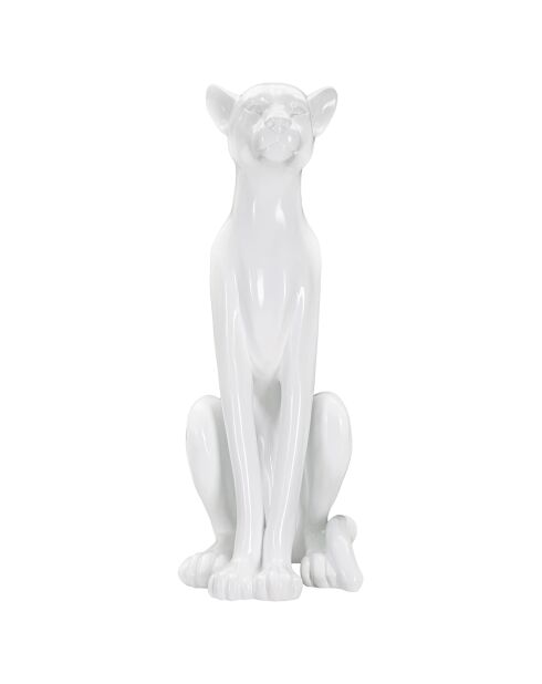 Sculpture léopard assis blanche - 27x38x74 cm