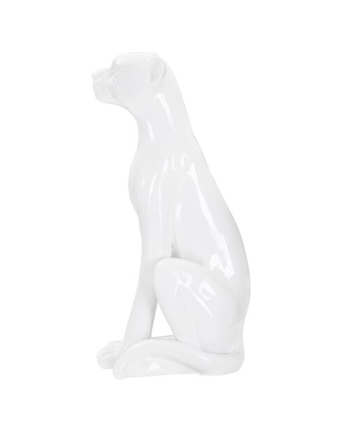 Sculpture léopard assis blanche - 27x38x74 cm