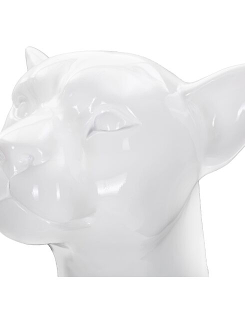 Sculpture léopard assis blanche - 27x38x74 cm