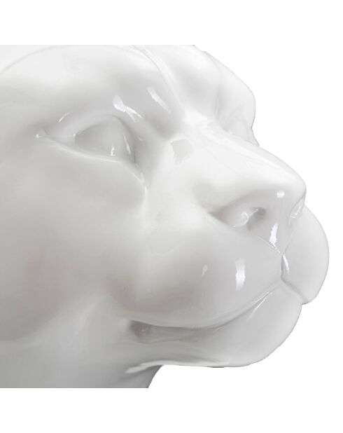 Sculpture léopard assis blanche - 27x38x74 cm