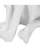 Sculpture léopard assis blanche - 27x38x74 cm