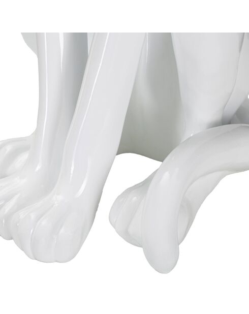Sculpture léopard assis blanche - 27x38x74 cm