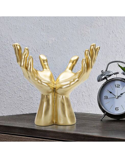 Sculpture mains de la paix dorée - 25x15x24 cm