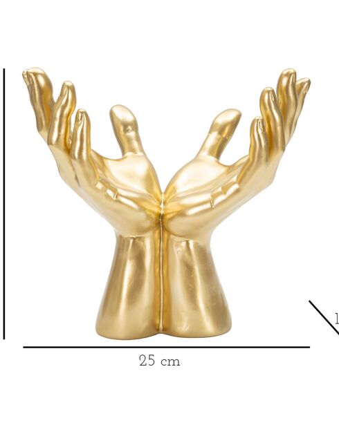 Sculpture mains de la paix dorée - 25x15x24 cm