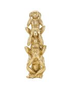 Sculpture tour de singes dorée - Ø 10.5x30 cm