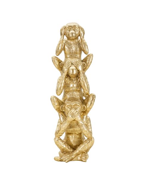 Sculpture tour de singes dorée - Ø 10.5x30 cm