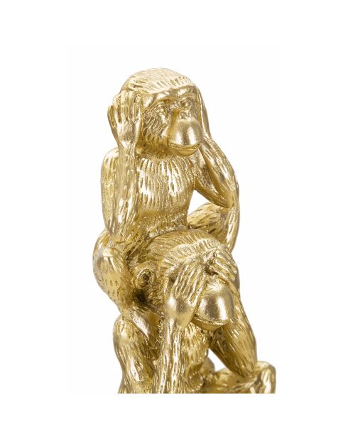 Sculpture tour de singes dorée - Ø 10.5x30 cm