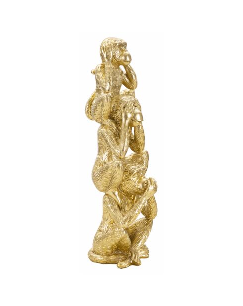 Sculpture tour de singes dorée - Ø 10.5x30 cm