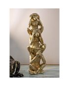 Sculpture tour de singes dorée - Ø 10.5x30 cm