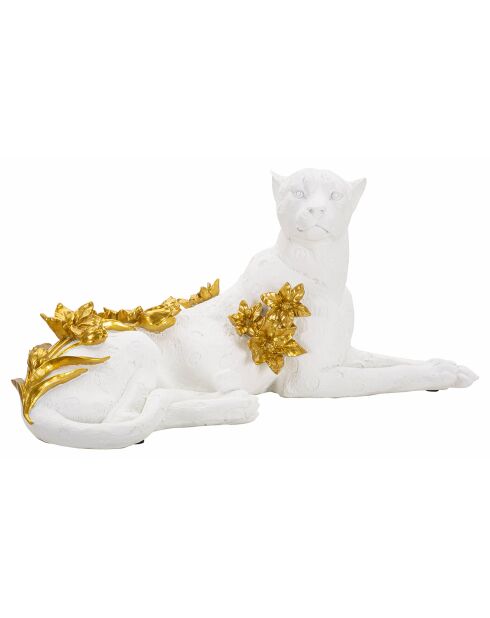 Sculpture léopard blanc/doré - 53x21.5x24 cm