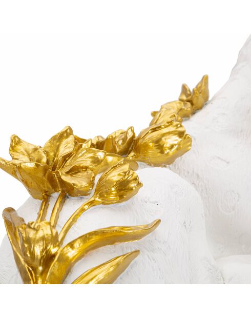 Sculpture léopard blanc/doré - 53x21.5x24 cm