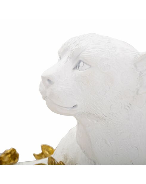 Sculpture léopard blanc/doré - 53x21.5x24 cm