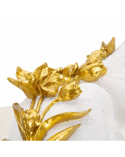 Sculpture léopard blanc/doré - 53x21.5x24 cm