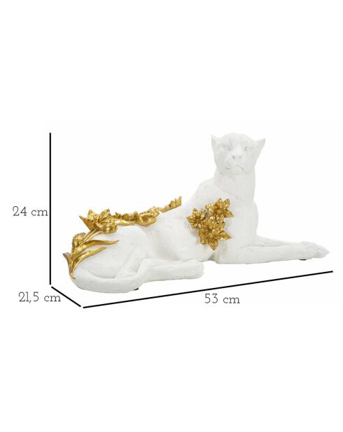 Sculpture léopard blanc/doré - 53x21.5x24 cm