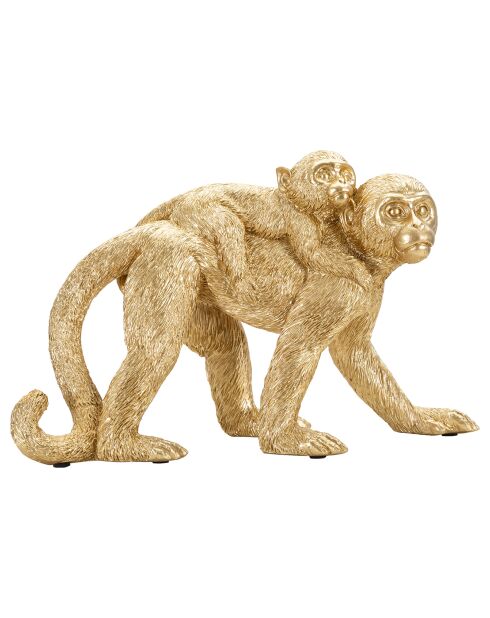 Sculpture maman singe dorée - 29.5x11.5x18.5 cm