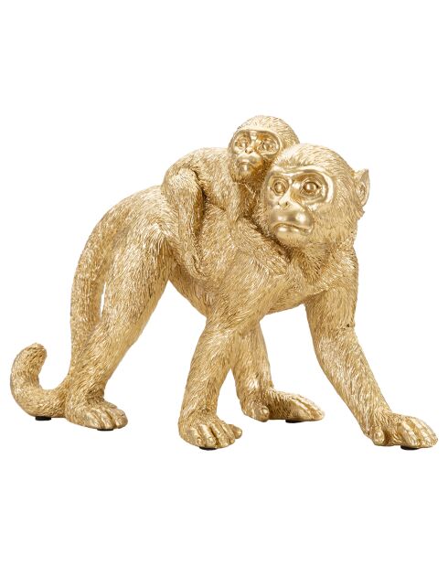 Sculpture maman singe dorée - 29.5x11.5x18.5 cm