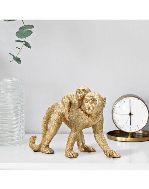 Scultura mamma scimmia dorata - 29,5x11,5x18,5 cm