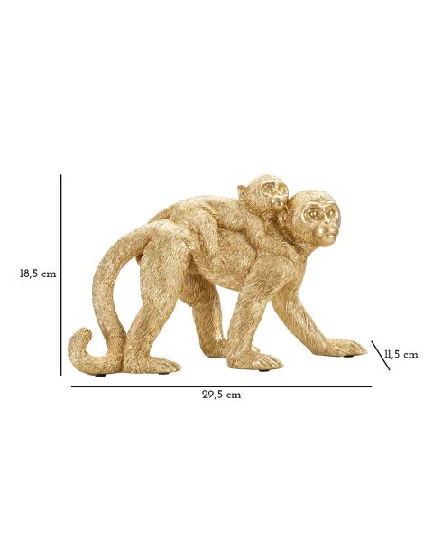 Sculpture maman singe dorée - 29.5x11.5x18.5 cm