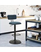 Tabouret de bar avec lift noir/bleu - 41x47.5x85-106.5 cm