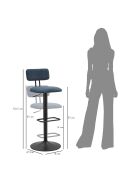 Tabouret de bar avec lift noir/bleu - 41x47.5x85-106.5 cm