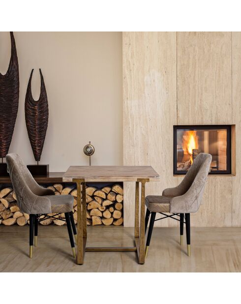 Table à manger ankara brun/doré - 80x80x76 cm