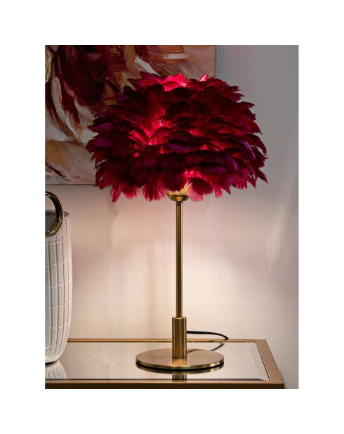 Lampe de table boule plume doré/bordeaux - Ø 30x50  cm