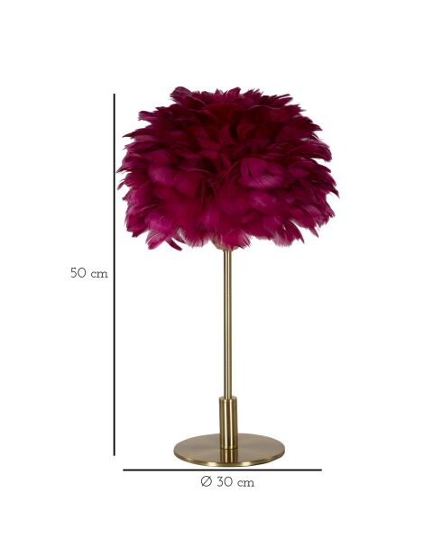 Lampe de table boule plume doré/bordeaux - Ø 30x50  cm