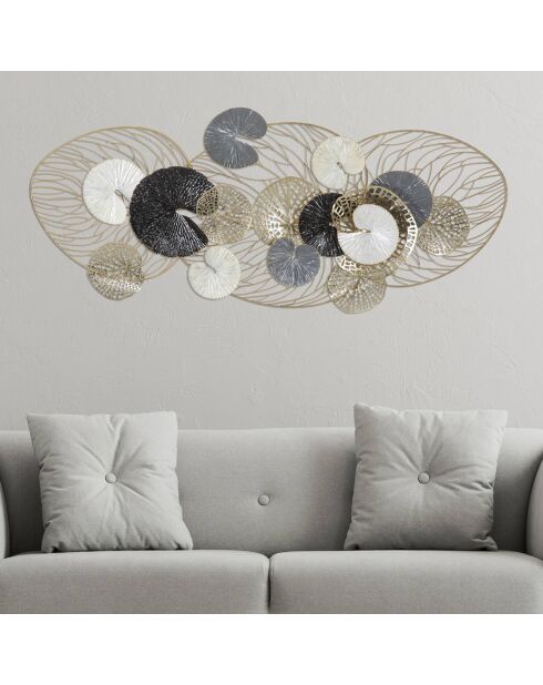 Décoration murale en fer luxy multicolore - 124.5x9.5x55 cm