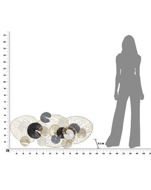 Luxy veelkleurige ijzeren wanddecoratie - 124,5x9,5x55 cm