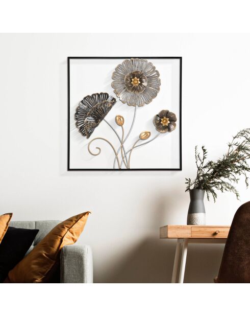 Decoración de pared de hierro cuadrada multicolor - 50x5,5x50 cm