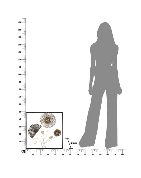 Decoración de pared de hierro cuadrada multicolor - 50x5,5x50 cm