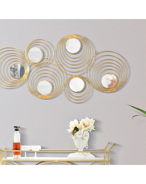 Décoration murale en fer rays dorée - 90x2.5x45 cm