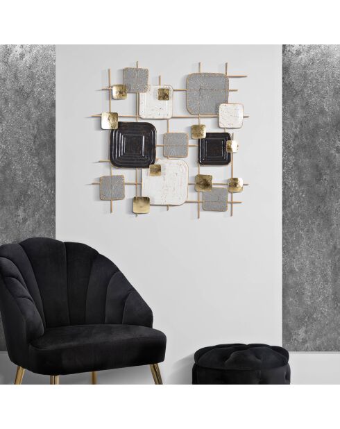 Decoration murale en fer cubes multicolore - 80x5x80 cm