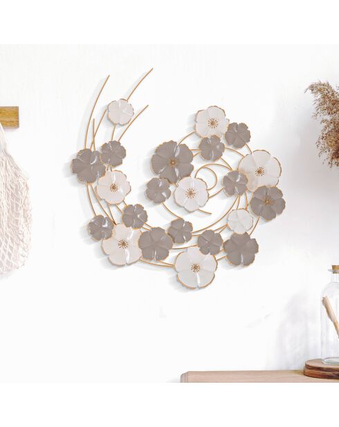 Decoración de pared de hierro laminado multicolor - 63,5 x 5 x 67,9 cm