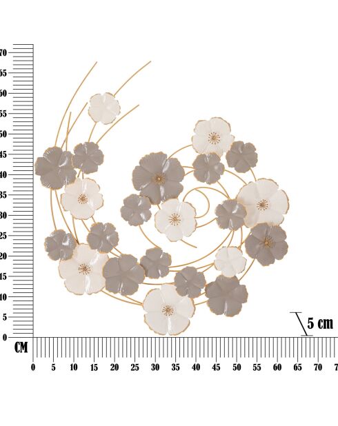 Decoración de pared de hierro laminado multicolor - 63,5 x 5 x 67,9 cm
