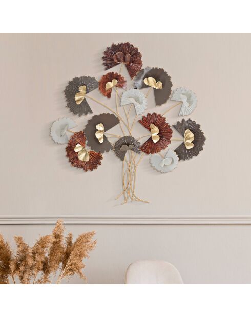 Reddy mehrfarbige Wanddekoration aus Eisen - 78x8x80 cm