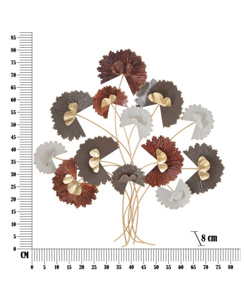 Reddy mehrfarbige Wanddekoration aus Eisen - 78x8x80 cm