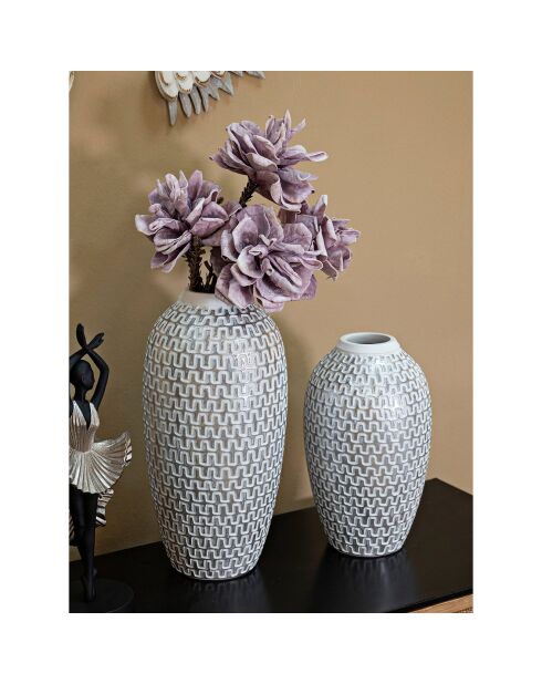 Goud/witte golfvaas - Ø 21x43 cm