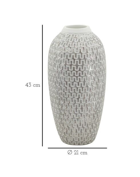 Goud/witte golfvaas - Ø 21x43 cm