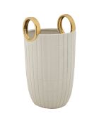 Vase en ceramique shopping blanc/doré - Ø 18x25 cm