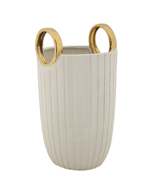 wit/gouden winkelvaas van keramiek - Ø 18x25 cm